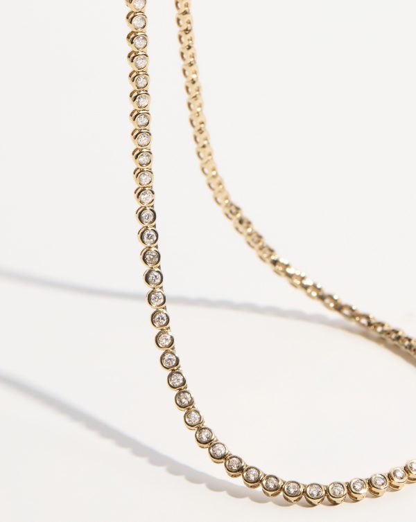 Bezel Mini Diamond Tennis Necklace Supply