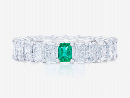 Lab Grown Radiant Diamond and Birthstone Eternity Band Cheap