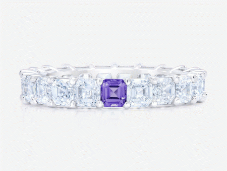 Asscher Diamond and Birthstone Eternity Band Hot on Sale